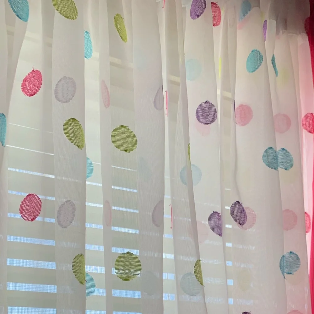 Multi Color Polka Dot Chiffon Window curtains